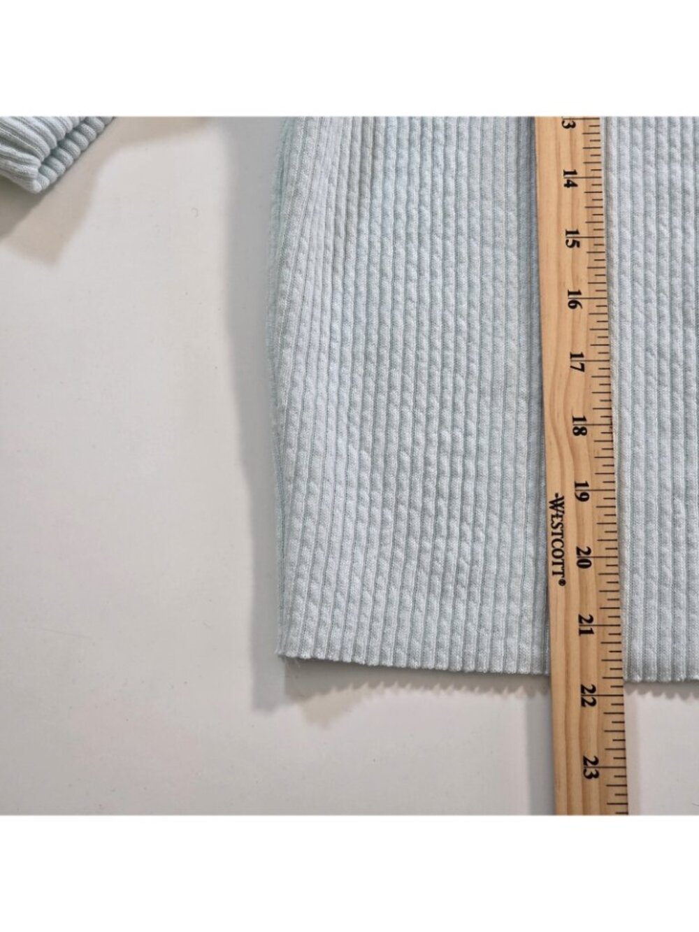 Saltwater Luxe Ribbed 1/4 Zip PulloverM Ice Blue Boxy LS Cropped Ribbed Coastal - Picture 8 of 15